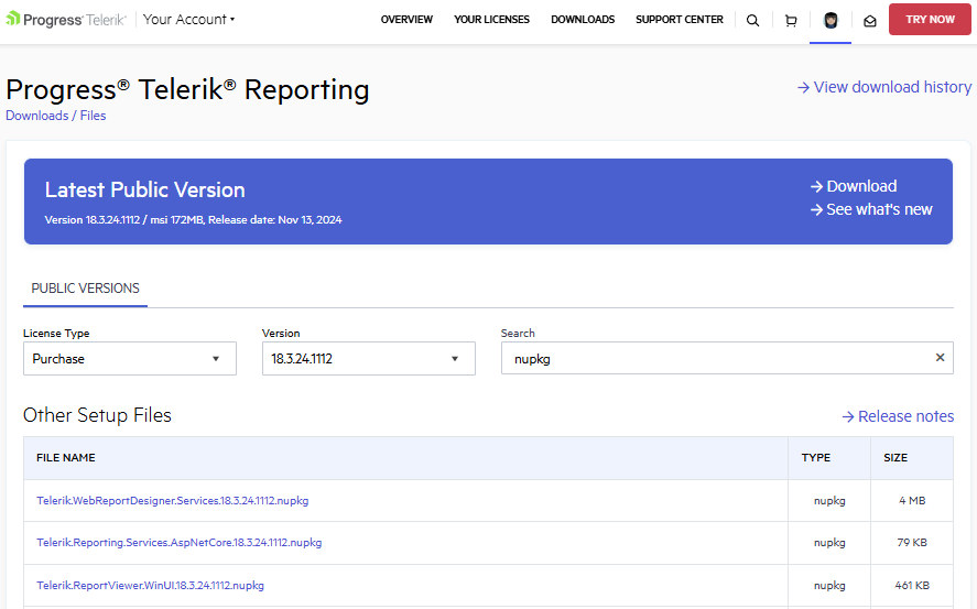 Download NuGet Packages from Telerik Account