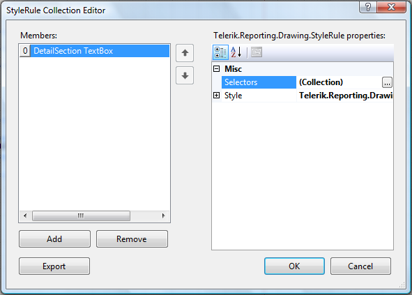 Image of the StyleRule Collection Editor window, showing the properties of the DescendantSelector after all the changes have been made