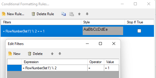 Apply a background colour alternation between groups using Expression