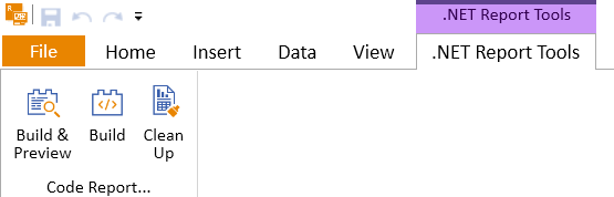 The .NET Report Tools tab in the Standalone Report Designer for .NET's toolbar.
