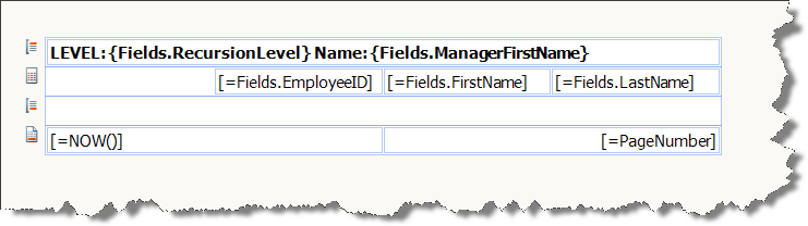 The layout of the report definition for this example