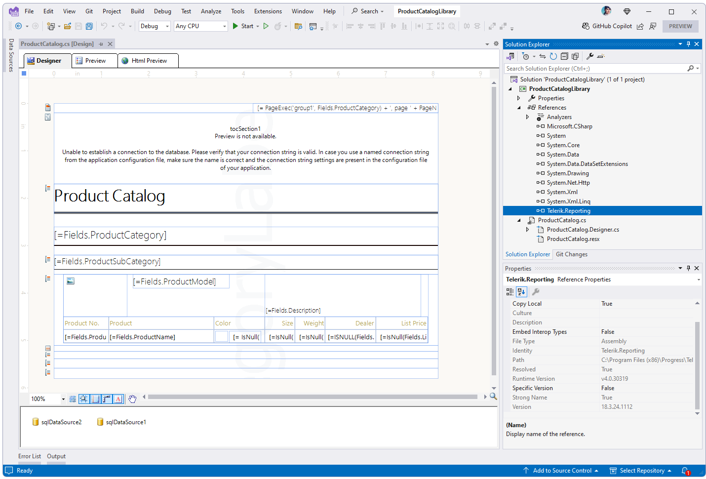 Class Library with Reports