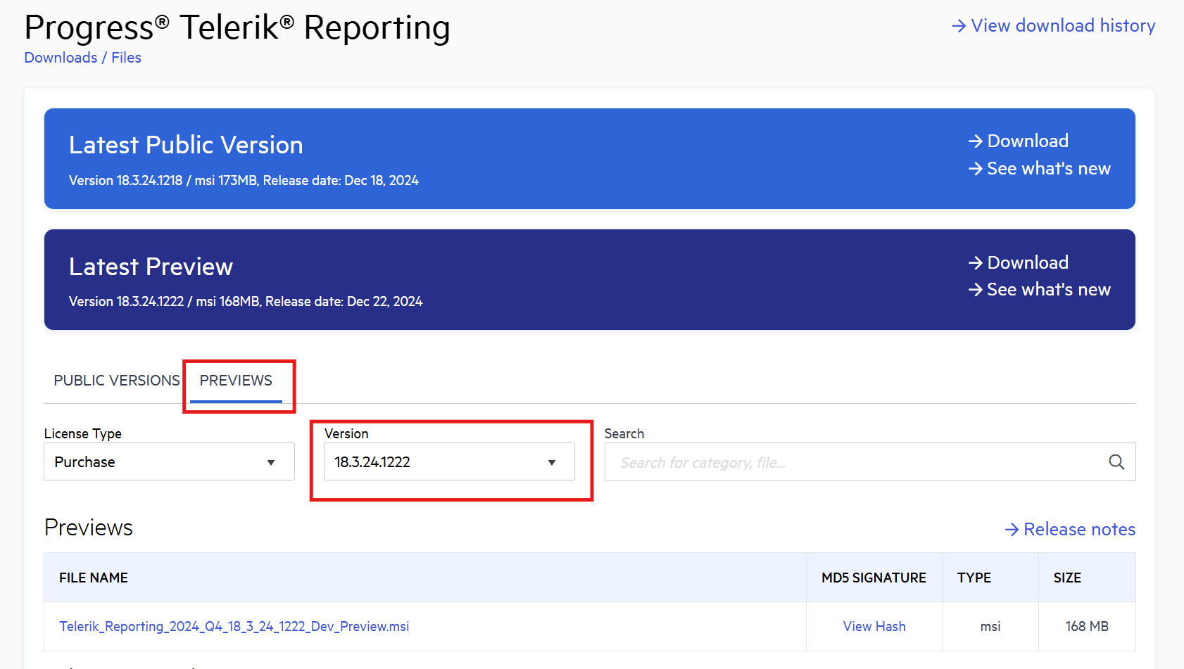 Telerik Reporting Progress Site for Reporting Preview Tab