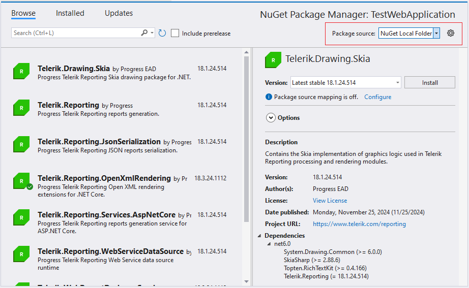 Select Local Package Soure