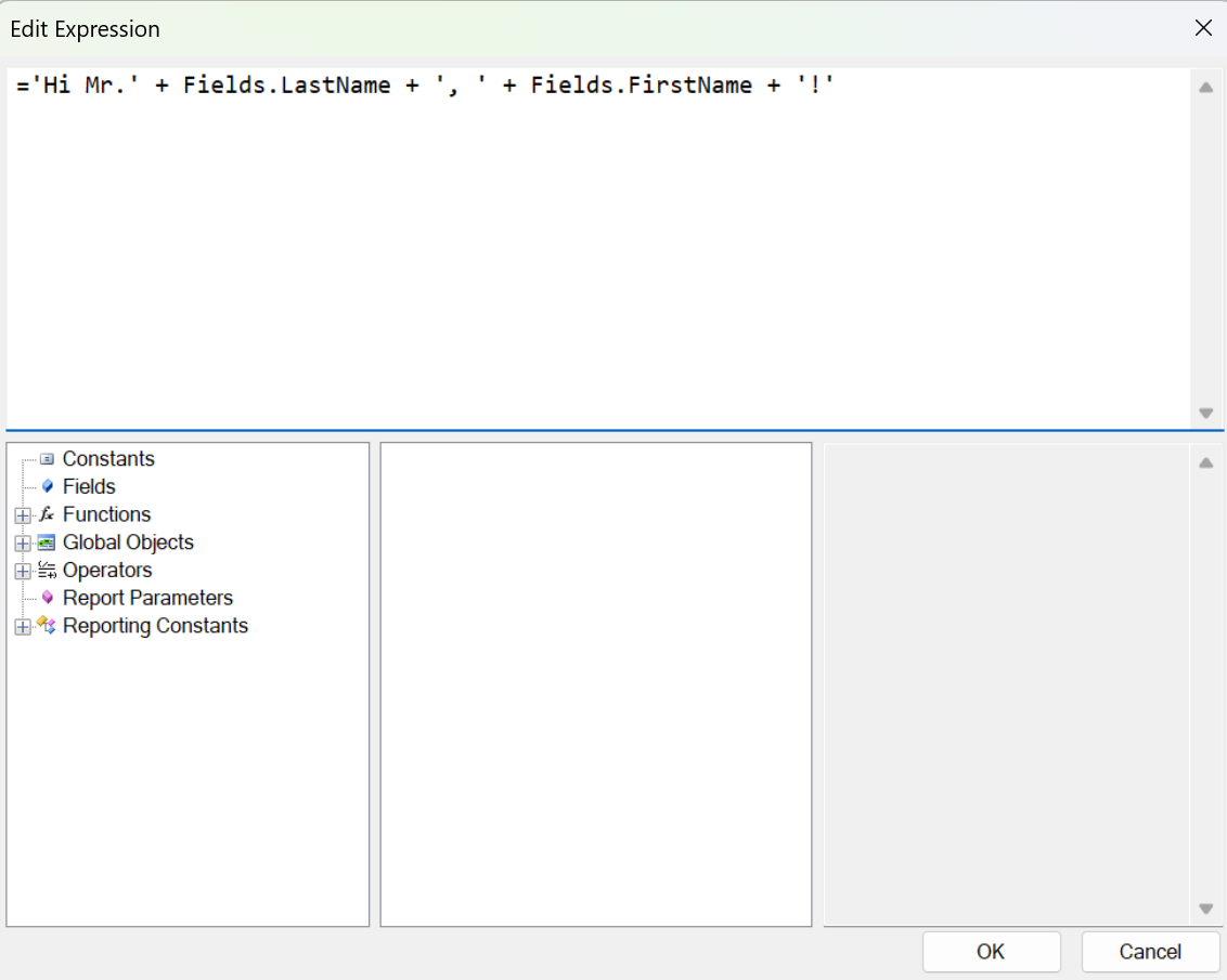 Expressions as Values in the Edit Expressions dialog