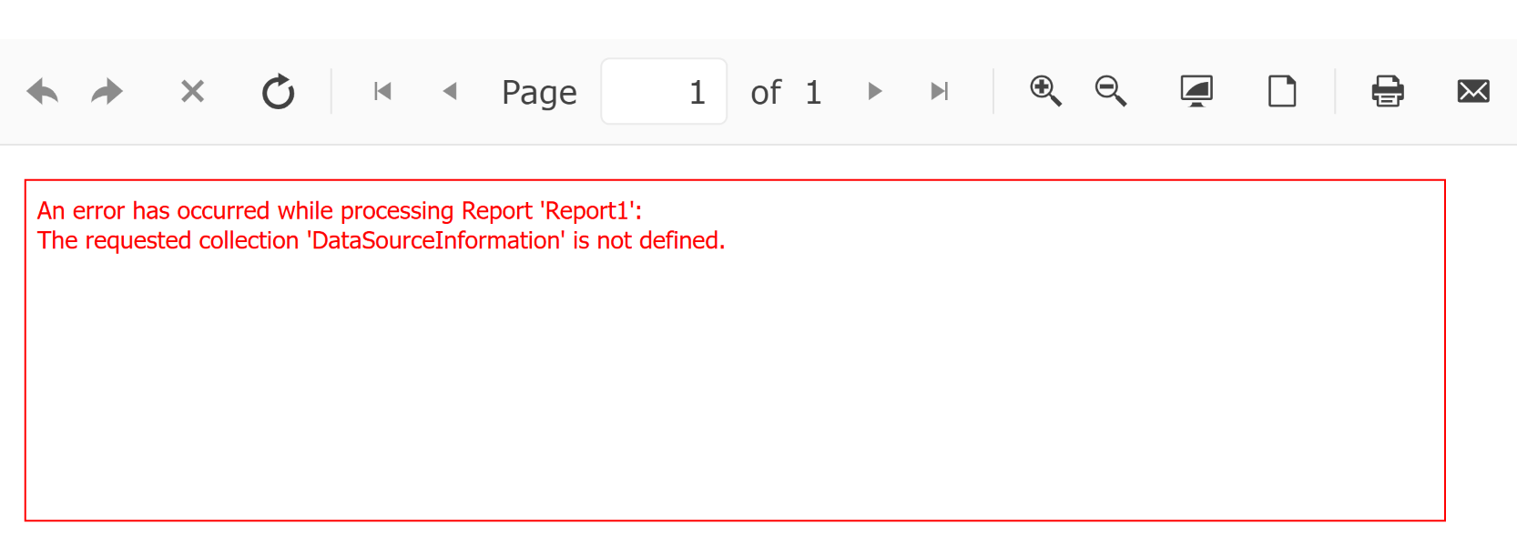 Report fails with a red message exception due to Microsoft.Data.Sqlite provider that doesn't fully implement the ADO.NET interface.