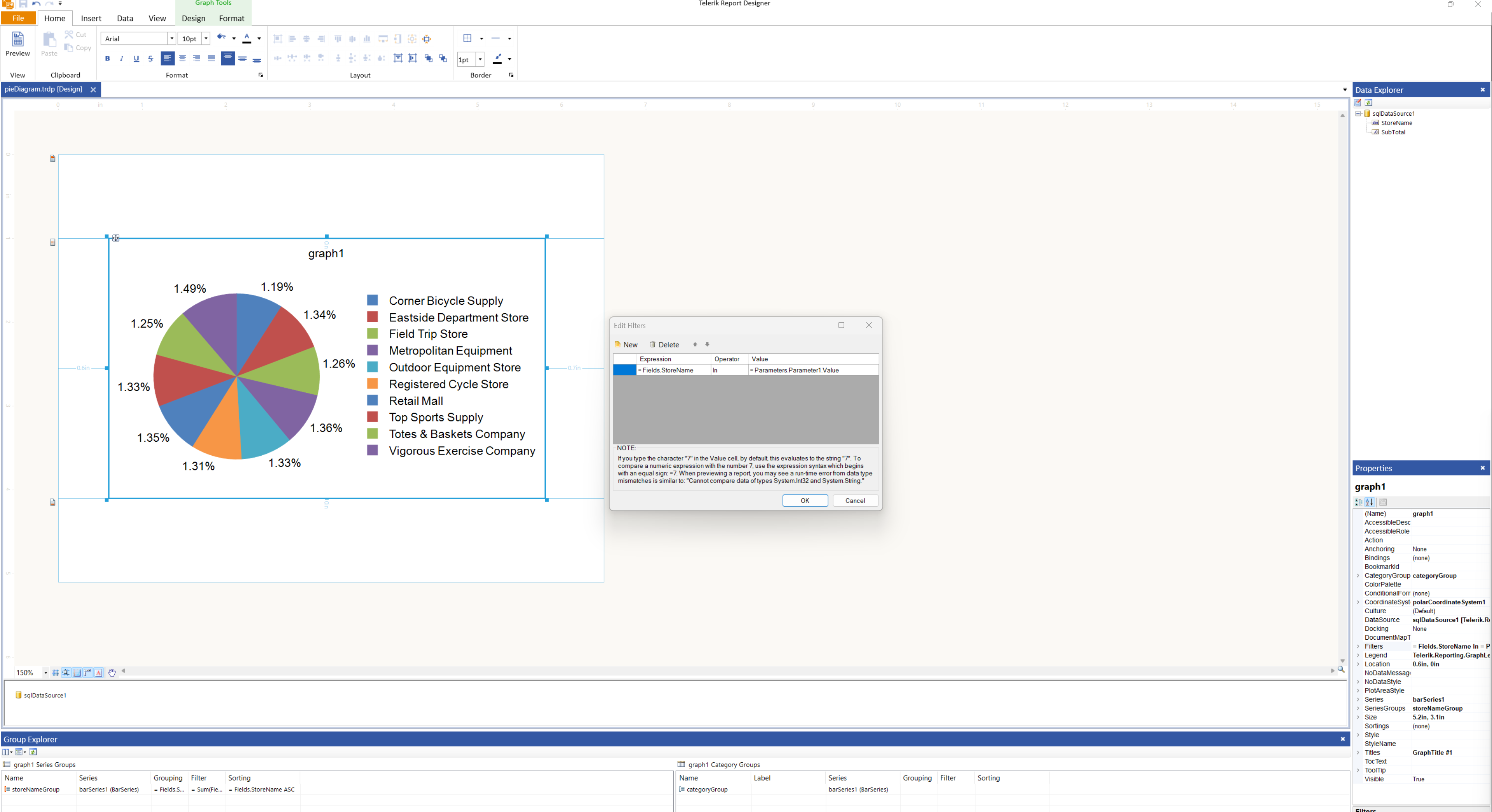 An image of the filter applied to the Pie Chart