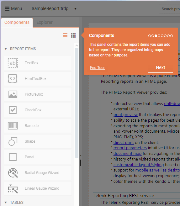 Report Items - Web Report Designer User Guide - Telerik Reporting