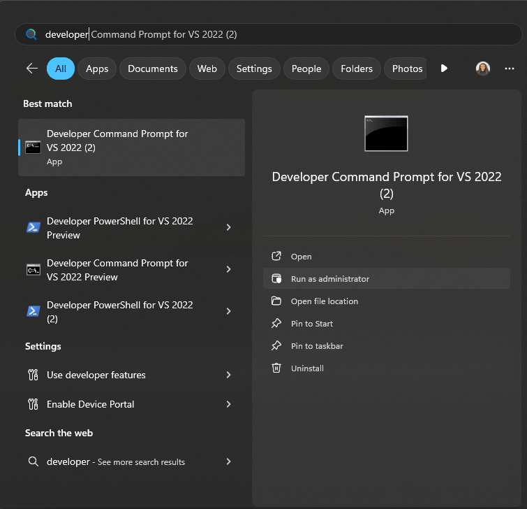 Developer Command Prompt