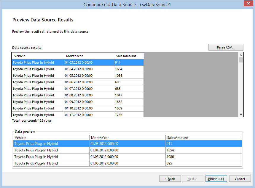 Graph BindingsCSVPreview Results