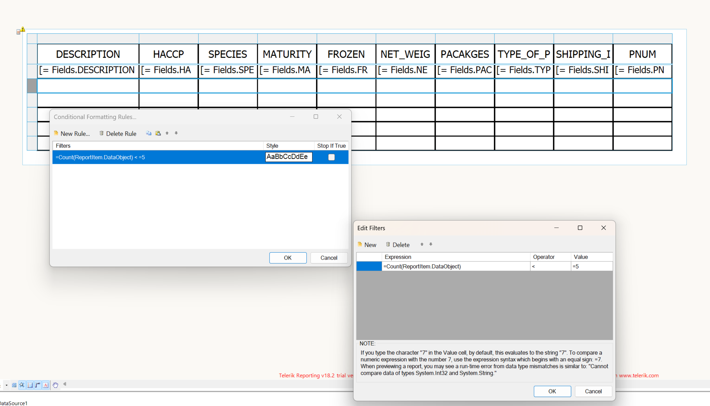 The conditional formating for fixed table rows