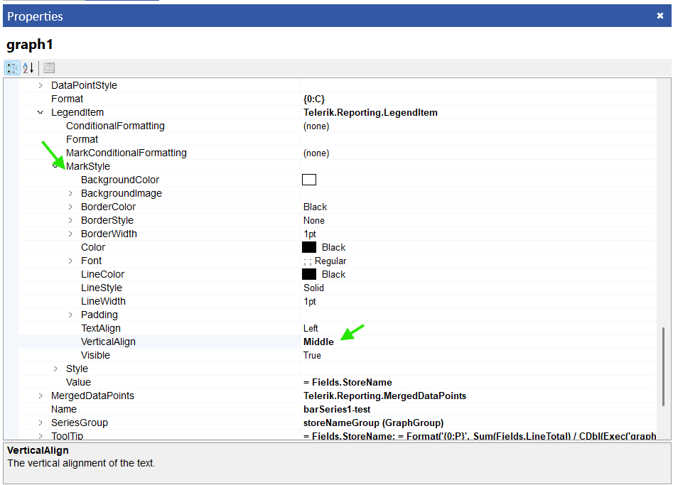 How to center align a Graph's Legend Mark