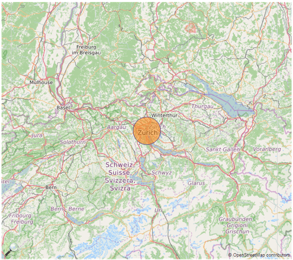 Preview of the final Map that we just created with Zurich area highlighted