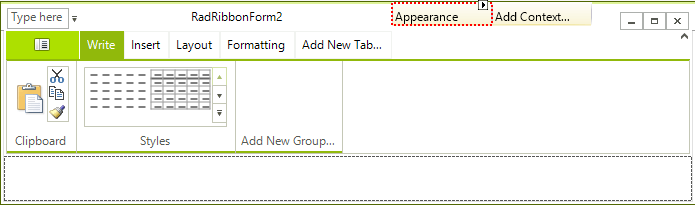 WinForms RadRibbonBar Add Contextual Tab