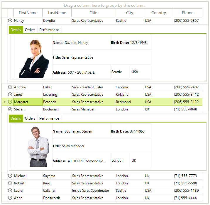 WinForms RadGridView RadGridView Layout