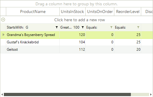 WinForms RadGridView Setting Multiple Filters