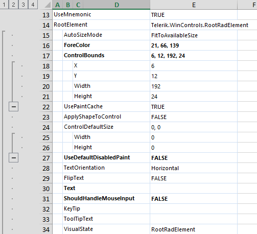 WinForms RadPropertyGrid Before and After Export