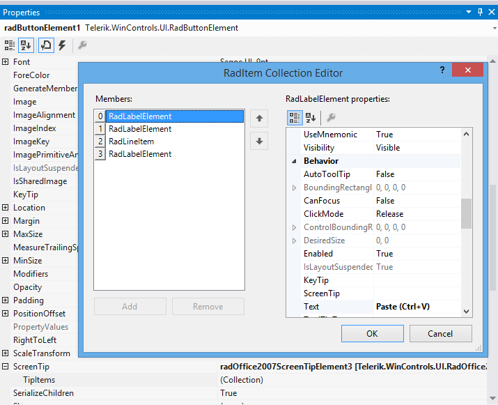 WinForms RadRibbonBar Modifying a Screen Tip