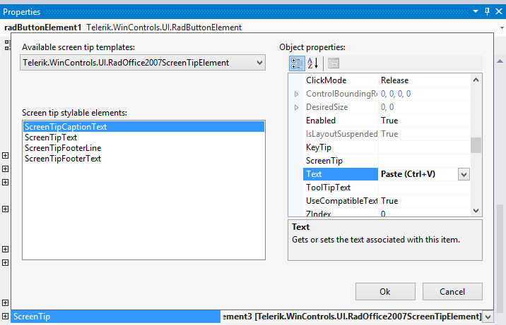WinForms RadRibbonBar New Screen Tip