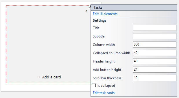WinForms RadTaskBoard Column's Smart Tag