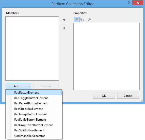 WinForms RadRibbonBar Add ButtonElement