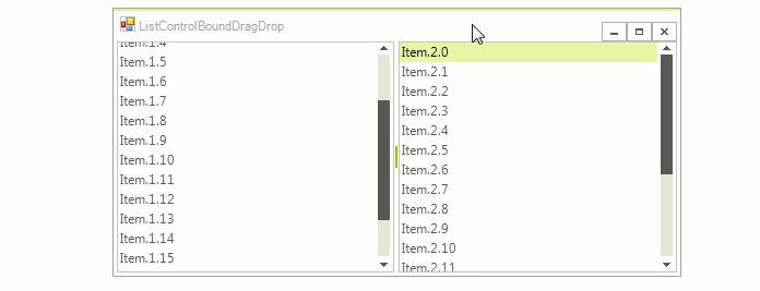 WinForms RadListControl Drag and Drop in Bound Mode
