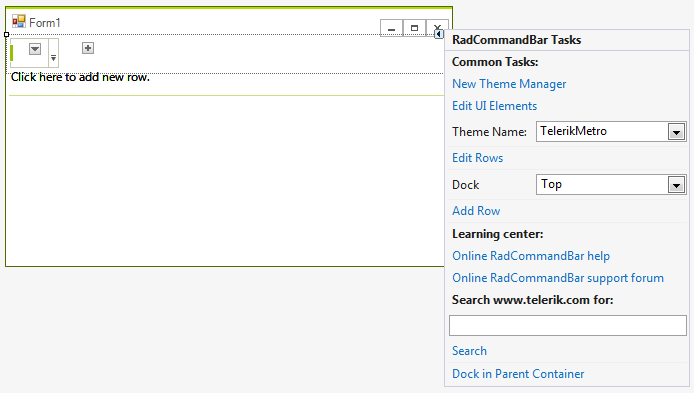 WinForms RadCommandBar Smart Tag