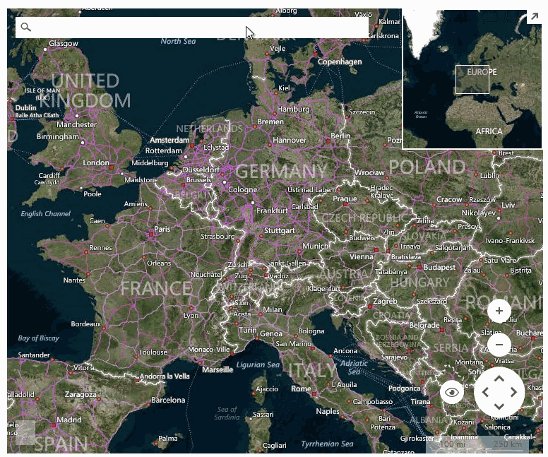 WinForms RadMap Bing search