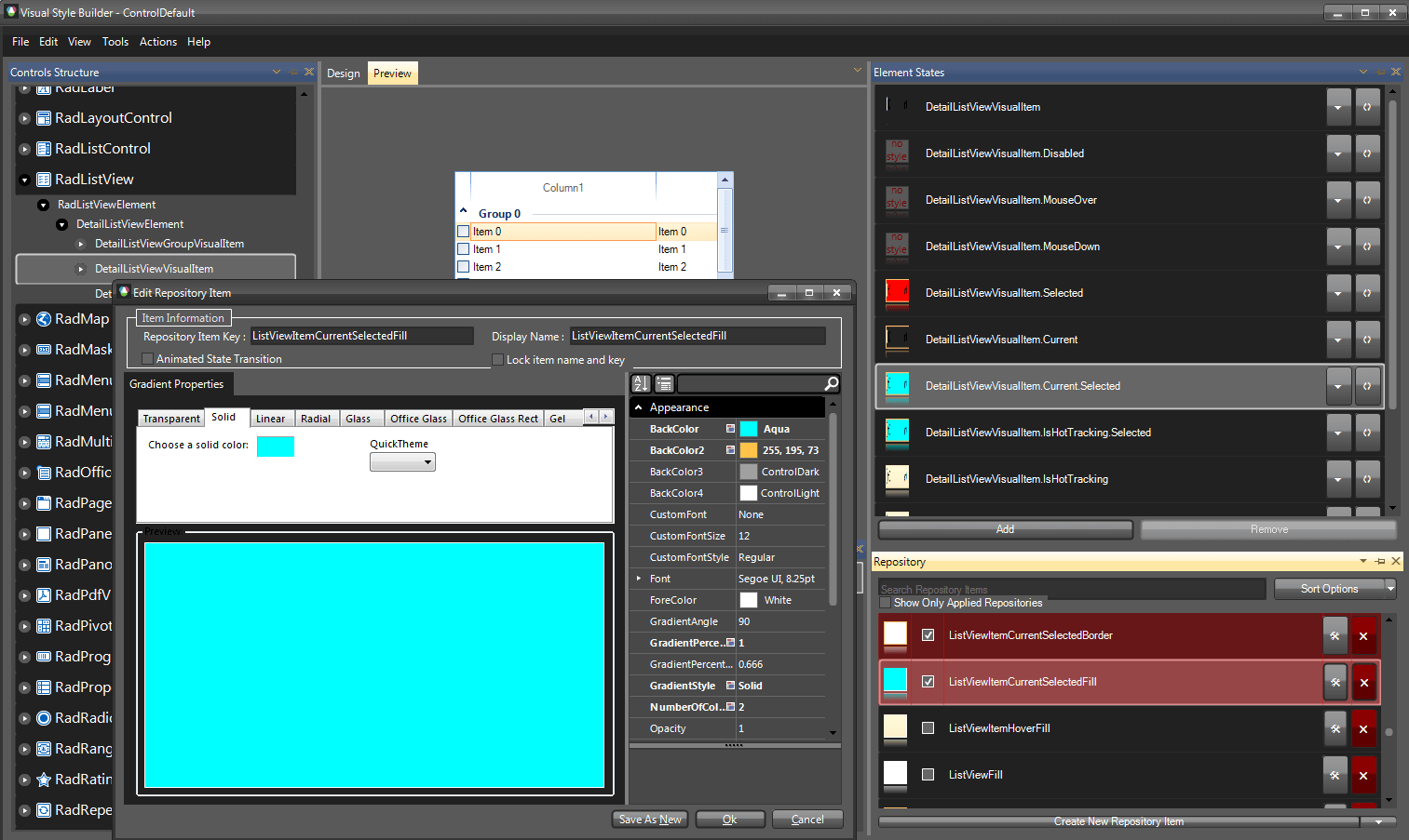 WinForms RadFontDropDownList Modify Fill Repository