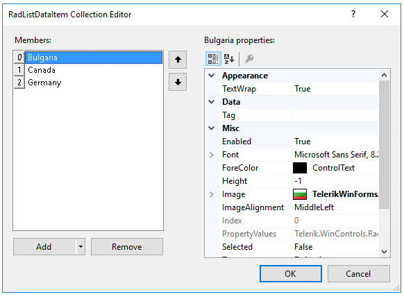 WinForms RadDomainUpDown Design Time