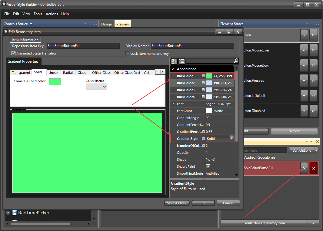 WinForms RadSpinEditor Edit Repository Item