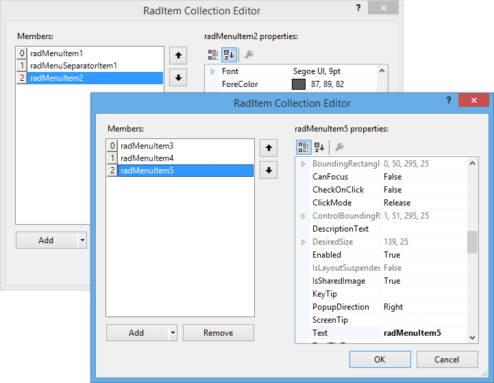 WinForms RadRibbonBar aDD Sub Menu