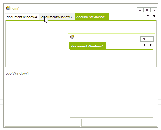 WinForms RadDock Moving a document window to an existing floating window