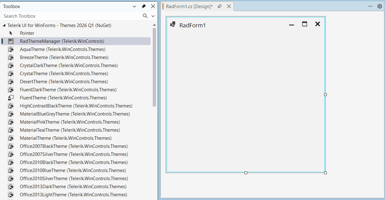 Add RadGridView control from the toolbox