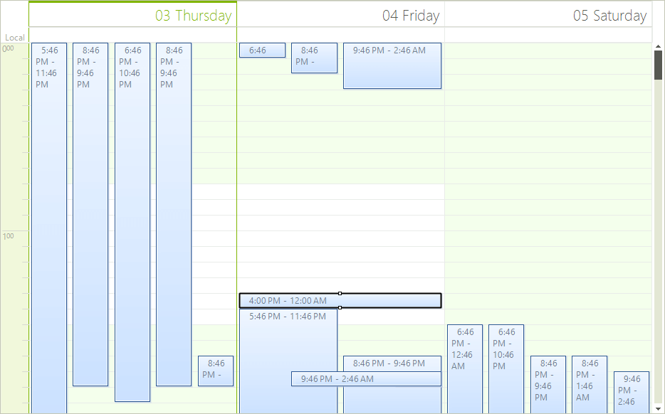 WinForms RadScheduler Ruler Range