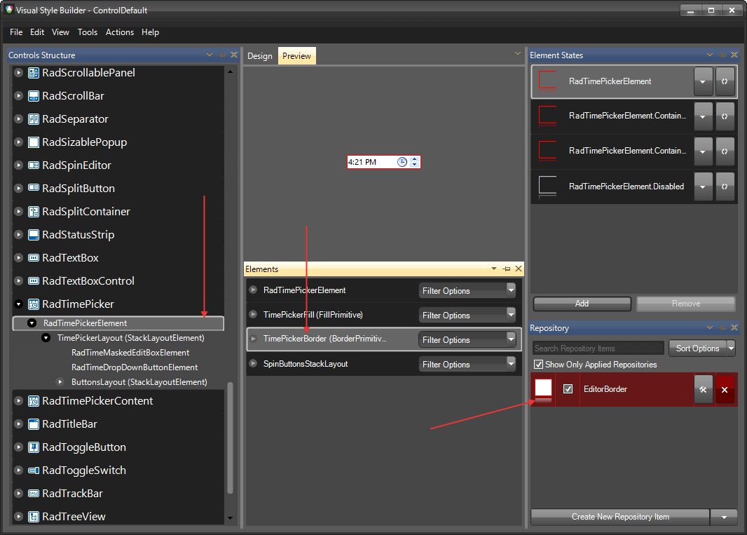 WinForms RadDateTimePicker Visual Style Builder