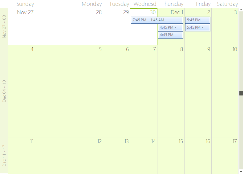 WinForms RadScheduler Increased Column Width