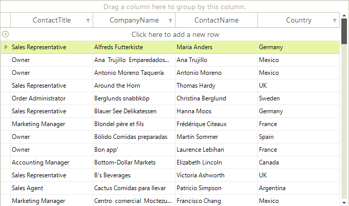 WinForms RadGridView AllowFiltering
