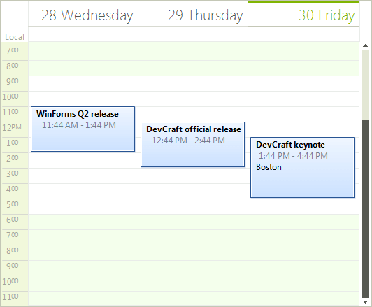 WinForms RadScheduler TelerikMetro