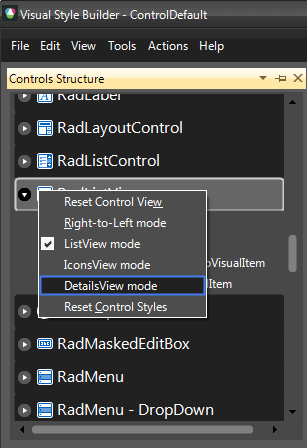 WinForms RadFontDropDownList VisualStyleBuilder