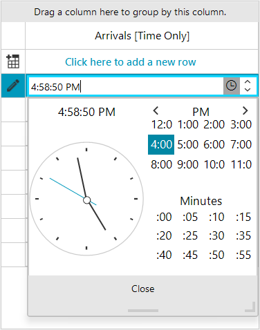 WinForms RadGridView GridViewTimeOnlyColumn Editing