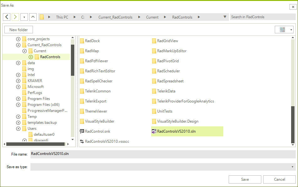 WinForms RadFileDialogs RadSaveFileDialog