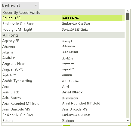 WinForms RadFontDropDownList Overview