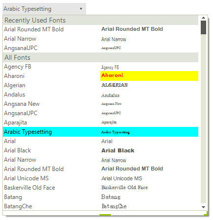 WinForms RadFontDropDownList Formatting Items