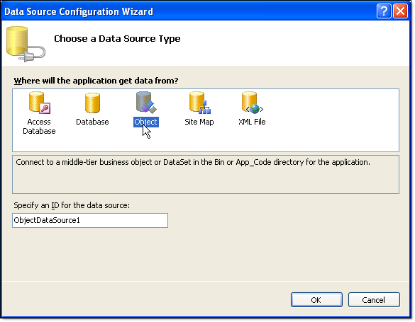 WinForms RadChart Choose a Data Source Type