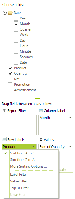 WinForms RadPivotGrid Pivot Field