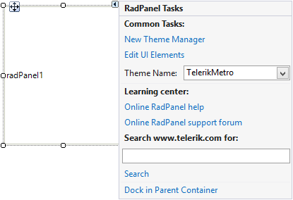 WinForms RadPanel Smart Tag