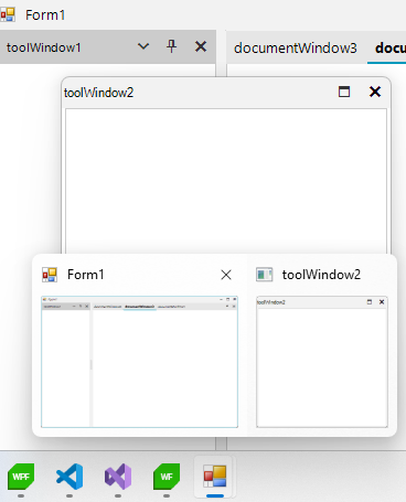 WinForms RadDock ToolWindow Taskbar