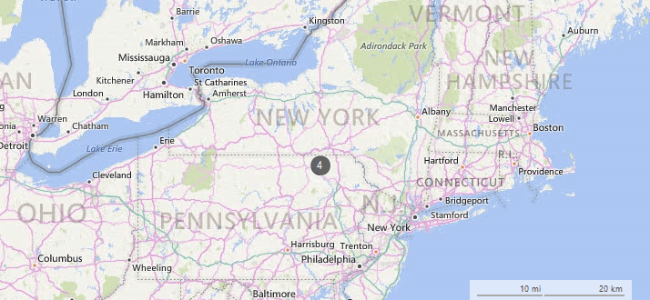 WinForms RadMap DistanceClusterStrategy
