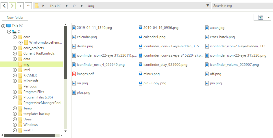 WinForms RadFileDialogs Filtered ExplorerControl to Display Images